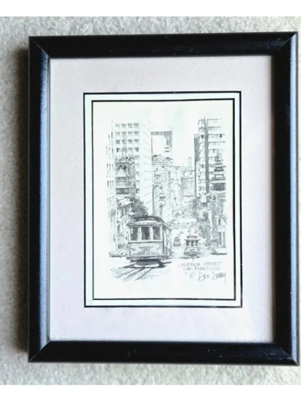 Vintage 1977 Framed & Matted California Street San Francisco by Don Davey 7
